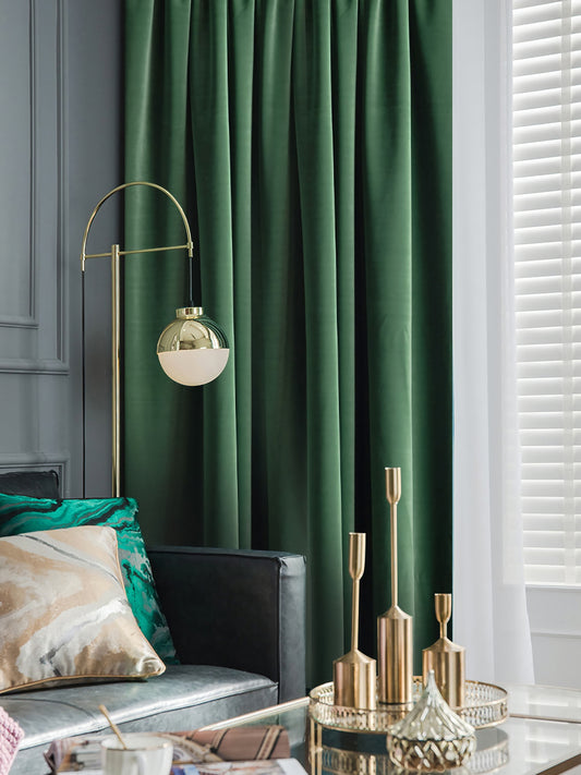 A pair of Forest /Emerald Green Luxury Velvet Curtains, Window Curtain Panel Drapes,  Bedroom/Curtains for living room, Custom Curtain