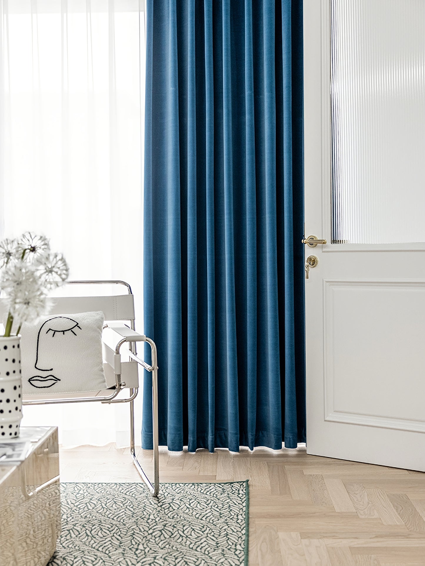 Pair of Luxury Velvet Curtains, Solid Color Curtains, Living & Bedroom Curtains, Custom Curtain, Rhone Blue Velvet Curtains, Velvet Drapes