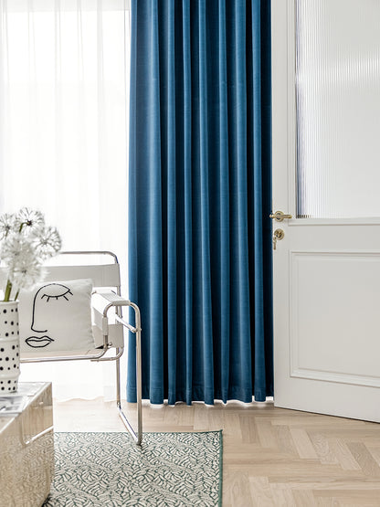 Pair of Luxury Velvet Curtains, Solid Color Curtains, Living & Bedroom Curtains, Custom Curtain, Rhone Blue Velvet Curtains, Velvet Drapes