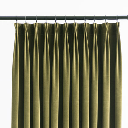 A Pair of Custom Size , Olive/ Moss Green Velvet Pair of Bedroom & Living Room Curtains, Drapery Panels ,Multiple Colors Custom Curtains
