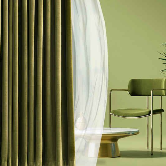 A Pair of Custom Size , Olive/ Moss Green Velvet Pair of Bedroom & Living Room Curtains, Drapery Panels ,Multiple Colors Custom Curtains