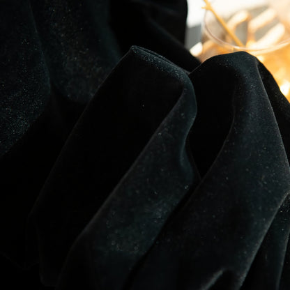 A Pair of Custom Heavy Black Velvet Curtains - Luxurious Drapery Panels for Living Room - 102 Inch Long Velvet Curtains