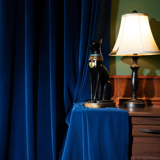 Pair of Cobalt Blue/Royal Blue Velvet Curtain, Bedroom/ Living Room Velvet Curtains, Pencil Pleats/Ring hanging  50“-75''-112'' width panels
