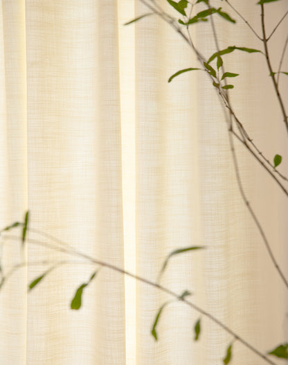Pair of Heavyweight Beige Cotton Blend Curtain Panels-Pleated Drapery Panels-Custom Curtain Drapes-Custom Window Treatments