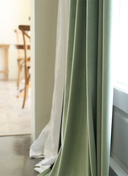 A Pair of Mint Green Velvet Curtains, drapery panels, Bedroom/curtains for living room Silk Velvet Curtains, Custom Curtains panels