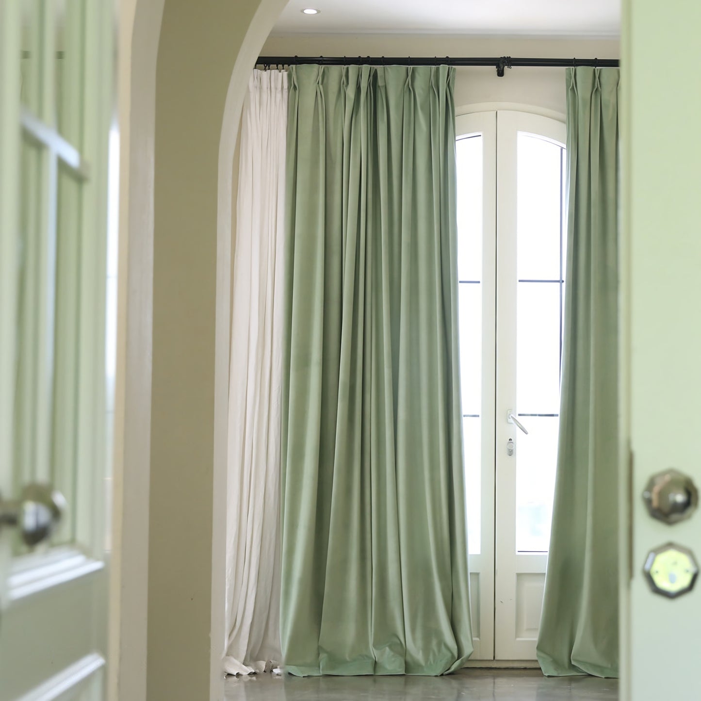 A Pair of Mint Green Velvet Curtains, drapery panels, Bedroom/curtains for living room Silk Velvet Curtains, Custom Curtains panels