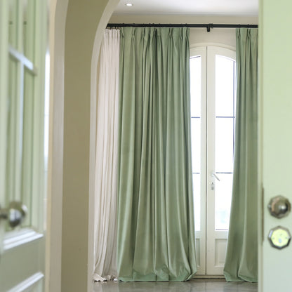 A Pair of Mint Green Velvet Curtains, drapery panels, Bedroom/curtains for living room Silk Velvet Curtains, Custom Curtains panels