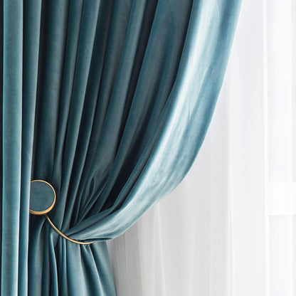 A pair of Luxury Teal Blue Curtains Velvet Drapes Custom Drape Home Decor Velvet bedroom living room Curtains