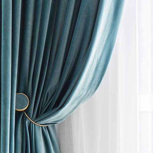 A pair of Luxury Teal Blue Curtains Velvet Drapes Custom Drape Home Decor Velvet bedroom living room Curtains