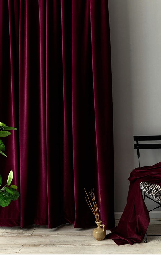 Pair of /Burgundy Red/Wine Velvet Curtains Fabric, Custom drapes, Custom curtains, window curtain panels, Heavy Weight, Any Size Curtain