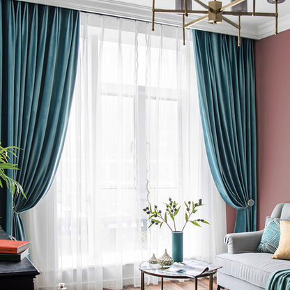 A pair of Luxury Teal Blue Curtains Velvet Drapes Custom Drape Home Decor Velvet bedroom living room Curtains