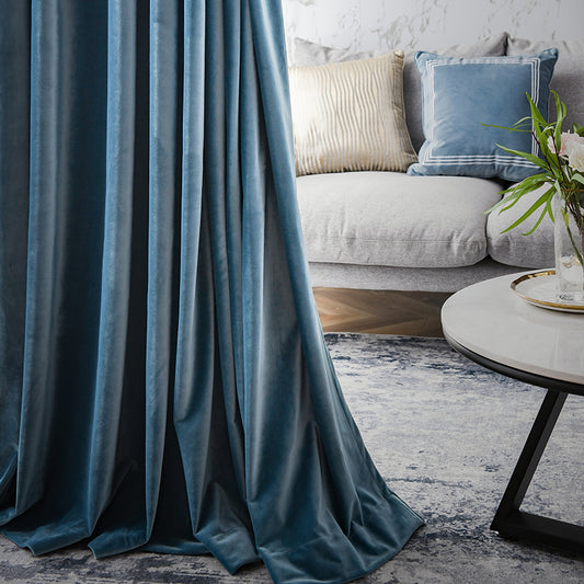 A Pair of Marble Blue Velvet Curtains Panels Drapes Metallic Blue Rod Pocket or Back Tab for Living Room Windows, Custom Curtains