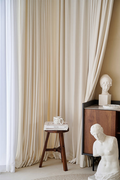 A Pair of Luxury  Beige Velvet Curtains, Bedroom/ Living of Room Curtain, Ivory Window drapes panels Custom drapery Panels custom curtains