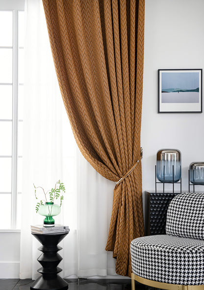 Pair of Bohemian Gold Yellow Jacquard Curtain Panel Bedroom/Living Room Curtains Custom Curtains Window Panel Drapes Custom Any Size Curtain