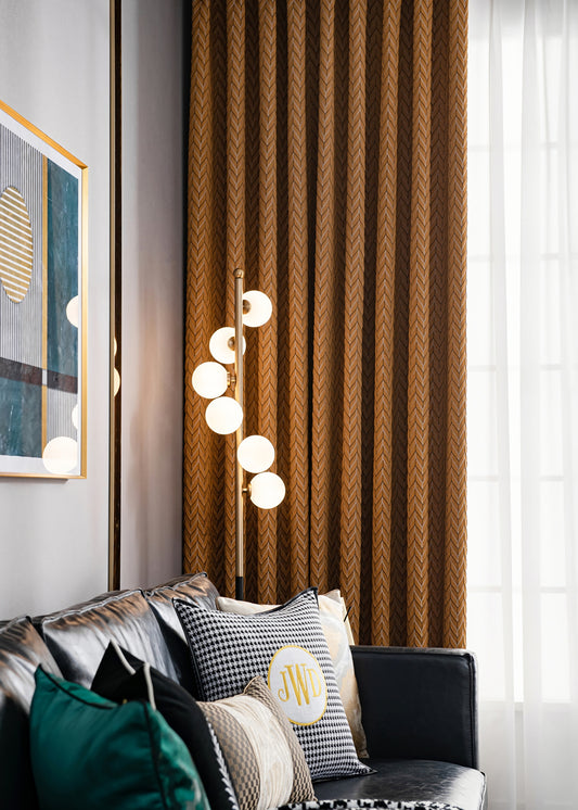 Pair of Bohemian Gold Yellow Jacquard Curtain Panel Bedroom/Living Room Curtains Custom Curtains Window Panel Drapes Custom Any Size Curtain