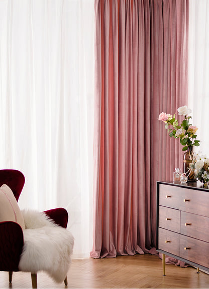 Pair of Blush Pink Luxury Velvet Curtains, Bedroom/ Living of Room Curtain, Dusty Rose Window Curtain Panel Custom Any Size Drapery Panels