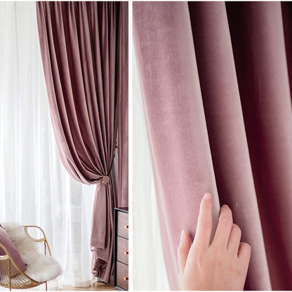 Pair of Blush Pink Luxury Velvet Curtains, Bedroom/ Living of Room Curtain, Dusty Rose Window Curtain Panel Custom Any Size Drapery Panels