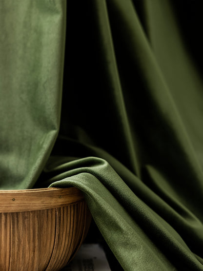 Pair of  Grass green Curtain Panels/Drapes /Window, Velvet Look Drapes for living room, Rod Pocket or Grommet/Eyelet heading, Custom Curtain