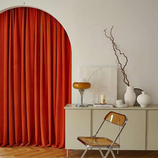 Pair of Bright orange Luxury Velvet Curtains, Grommet Window Curtain Drapes, Bedroom/Curtains for living room, Custom Extra-long panels