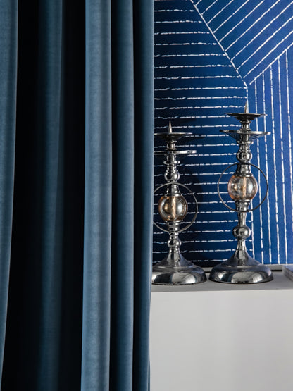 A Pair of Custom Peacock Blue Velvet Curtain Panels - Look Drapes with Rod Pocket or Grommet for Living Room Windows, Elegant Home Decor