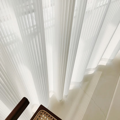 Pair of White Curtain, Striped venetian blind Yarn Sheer Voile Curtain Panel Bedroom/for Living Room Curtain ,Custom Size Sheer Panels