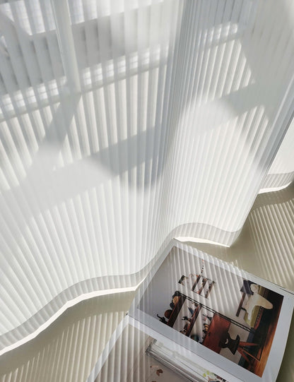 Pair of White Curtain, Striped venetian blind Yarn Sheer Voile Curtain Panel Bedroom/for Living Room Curtain ,Custom Size Sheer Panels