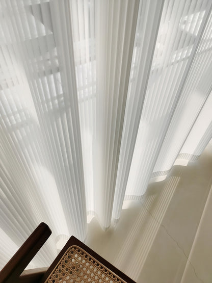 Pair of White Curtain, Striped venetian blind Yarn Sheer Voile Curtain Panel Bedroom/for Living Room Curtain ,Custom Size Sheer Panels