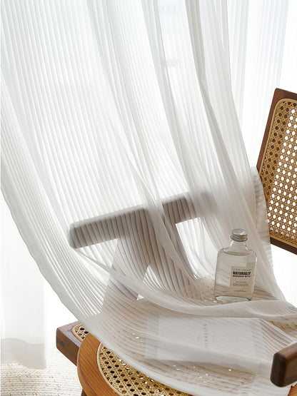 Pair of White Curtain, Striped venetian blind Yarn Sheer Voile Curtain Panel Bedroom/for Living Room Curtain ,Custom Size Sheer Panels
