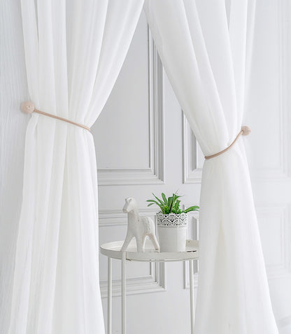 Set of 2 Panels White Soft Sheer curtain Panels, ANY SIZE - Double-layer voile curtain Window Curtains Custom Sheer Curtains Made To Order