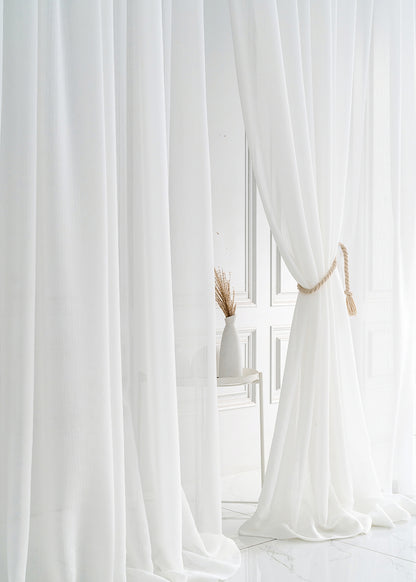 Set of 2 Panels White Soft Sheer curtain Panels, ANY SIZE - Double-layer voile curtain Window Curtains Custom Sheer Curtains Made To Order