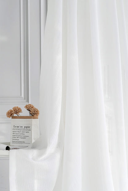 Set of 2 Panels White Soft Sheer curtain Panels, ANY SIZE - Double-layer voile curtain Window Curtains Custom Sheer Curtains Made To Order