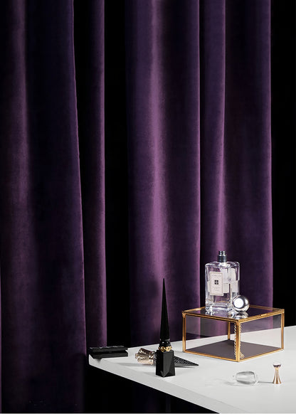 A Pair of Black Currant/Dark Purple Velvet Curtains, Bedroom Velvet Curtains, Living of Room, Eggplant Velvet Panels/drape, Custom Curtains
