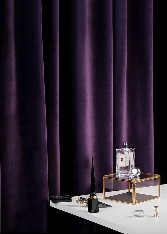 A Pair of Black Currant/Dark Purple Velvet Curtains, Bedroom Velvet Curtains, Living of Room, Eggplant Velvet Panels/drape, Custom Curtains