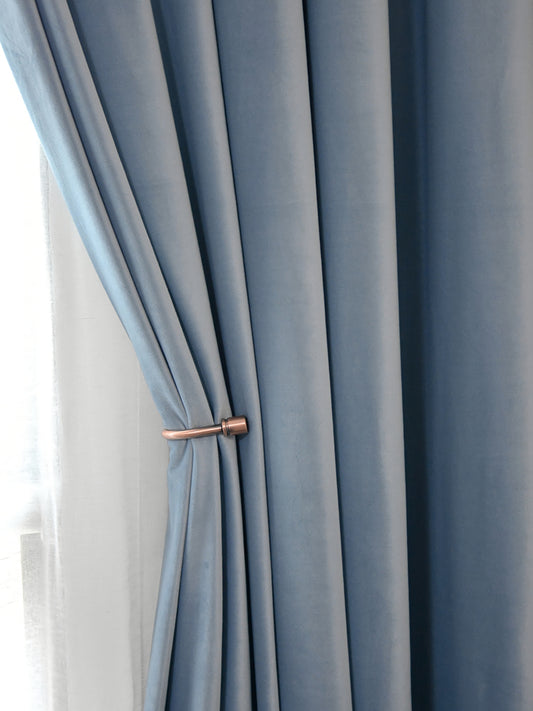 Pair of Baby Blue Velvet Curtains, Light Blue Bedroom Velvet Curtains, Sky blue/Soft Blue Living Room Velvet Curtains, Custom Curtains
