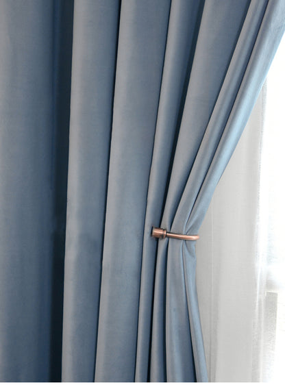 Pair of Baby Blue Velvet Curtains, Light Blue Bedroom Velvet Curtains, Sky blue/Soft Blue Living Room Velvet Curtains, Custom Curtains