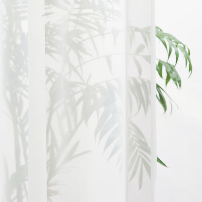 A Pair of White Window Sheer Panels, Ivory Voile Curtain Panels, Translucent Curtain  With Trim, Living Room Curtains, Custom Curtains