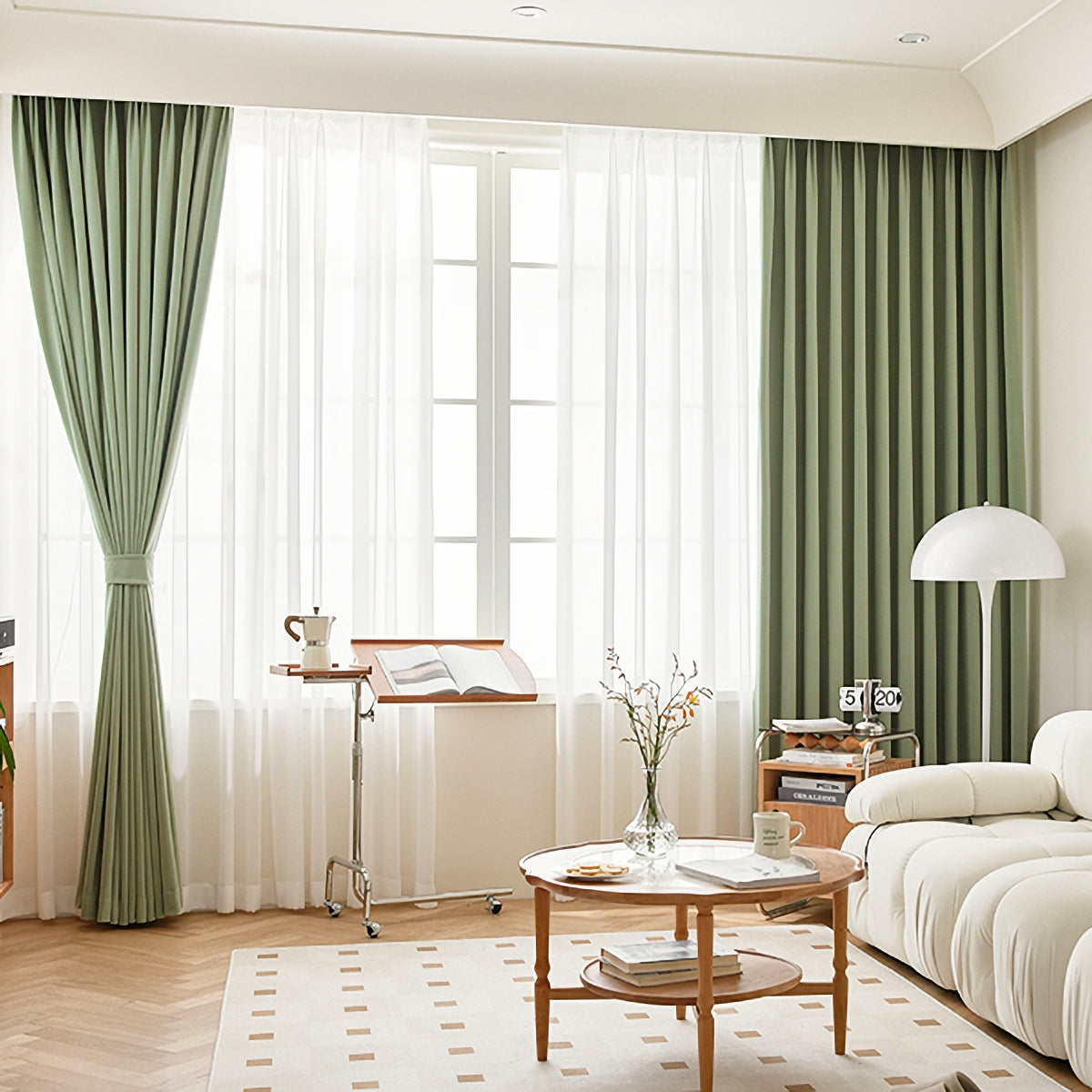 Pair of Tea Green Velvet Curtains, Bedroom Drapes, Living Room Curtains Green Long Velvet Drapery Panels, Custom Curtains