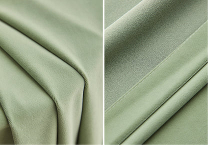 Pair of Tea Green Velvet Curtains, Bedroom Drapes, Living Room Curtains Green Long Velvet Drapery Panels, Custom Curtains