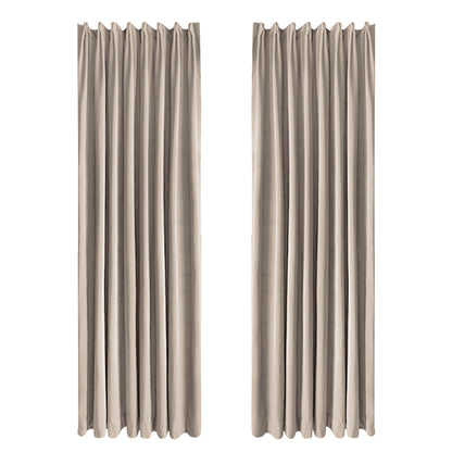 Pair of Premium Beige Velvet Curtains, Brown Velvet Curtains, Solid Color Curtains, Living & Bedroom Curtains, Custom Curtain
