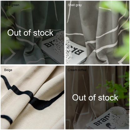 Pair of Irregular Stripe Velvet Curtain Panel Pattern Curtains, Beige Window Curtain, Bedroom curtains for living room, Custom curtains