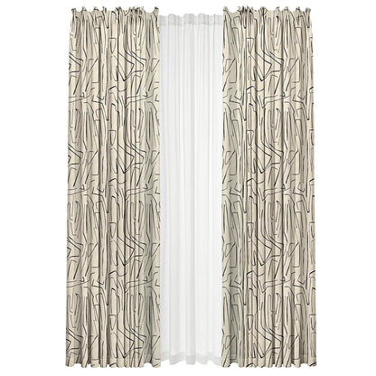 Pair of Irregular Stripe Velvet Curtain Panel Pattern Curtains, Beige Window Curtain, Bedroom curtains for living room, Custom curtains