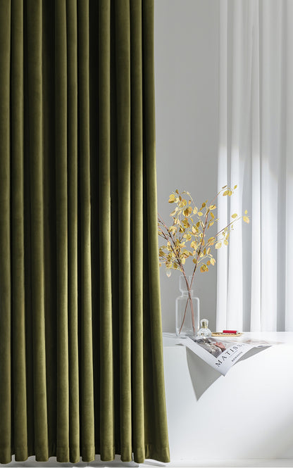 Olive Green Matte Velvet Curtains, Custom Curtain Panels ,Moss Green Curtains, Bedroom,Green Drapes Window Dressing Living Room Curtains